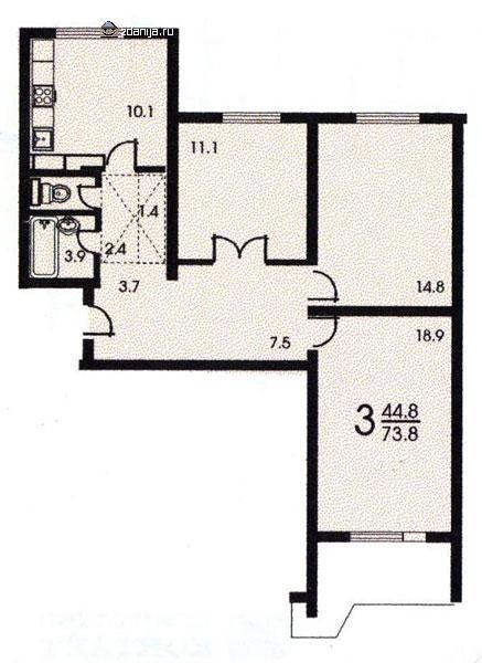 3-х комнатная квартира в ангеловом переулке urban-realty.ru.